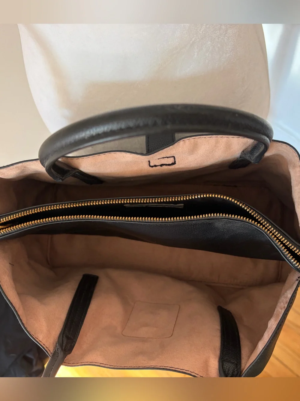 H&M Black Satchel with Gold Hardware and Tan Trim